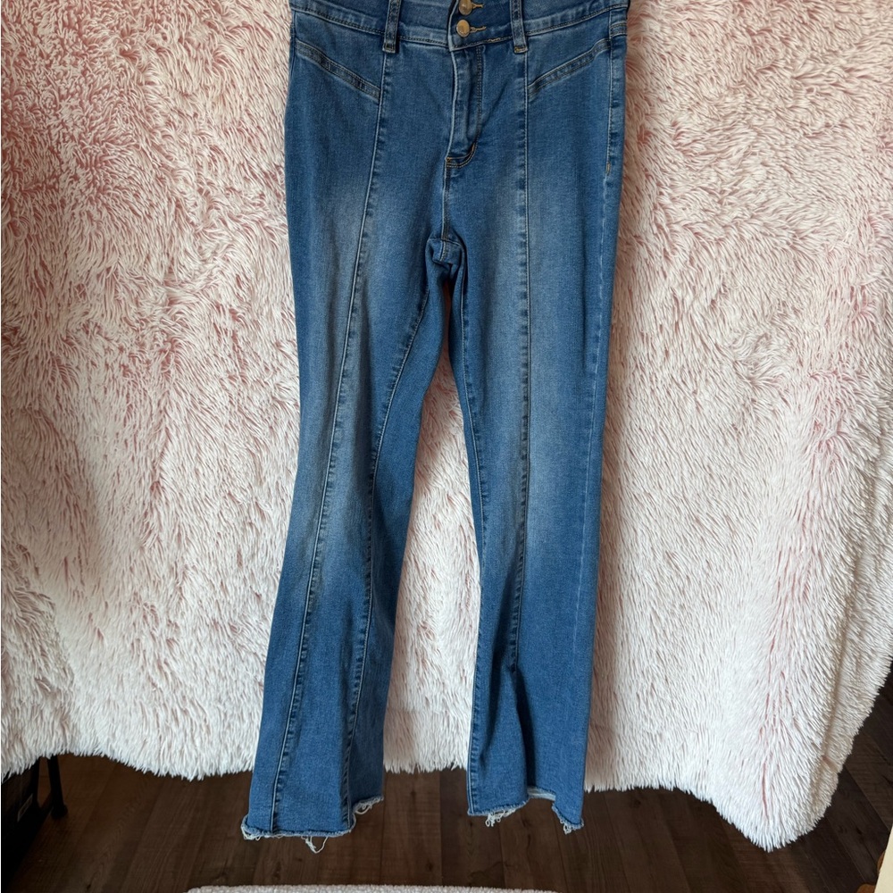 INDIGO POPPY Blue Flare Wide Leg Jeans - High Waist